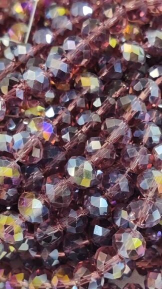 8 MM Purple Colored Crystal Beads One Line