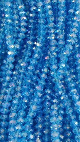 8 MM Blue Colored Crystal Beads One Line