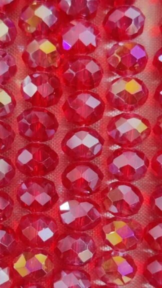 8 MM Red Colored Crystal Beads One Line