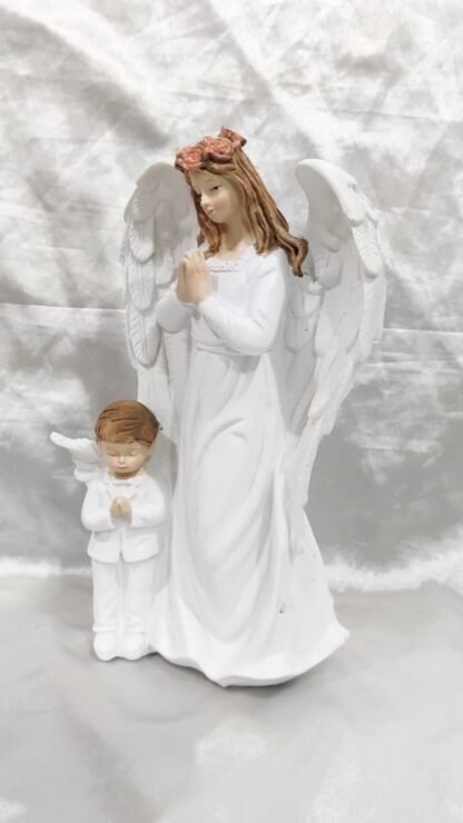 Guardian Angel Poly Marble Statue - 8 Inch - Image 4