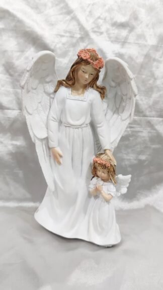 Guardian Angel Poly Marble Statue - 8 Inch