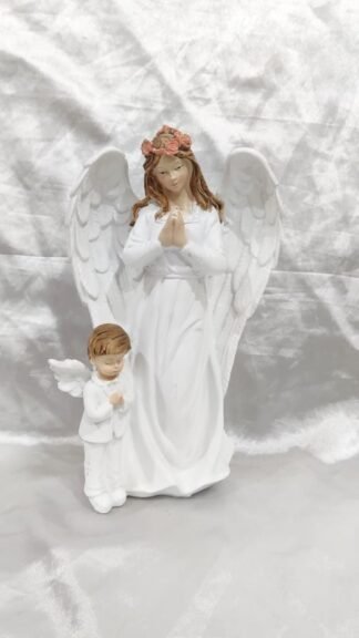 Guardian Angel Poly Marble Statue - 8 Inch
