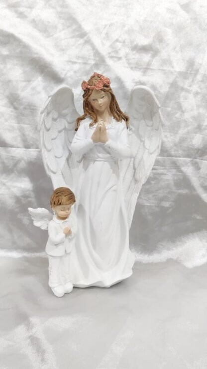 Guardian Angel Poly Marble Statue - 8 Inch
