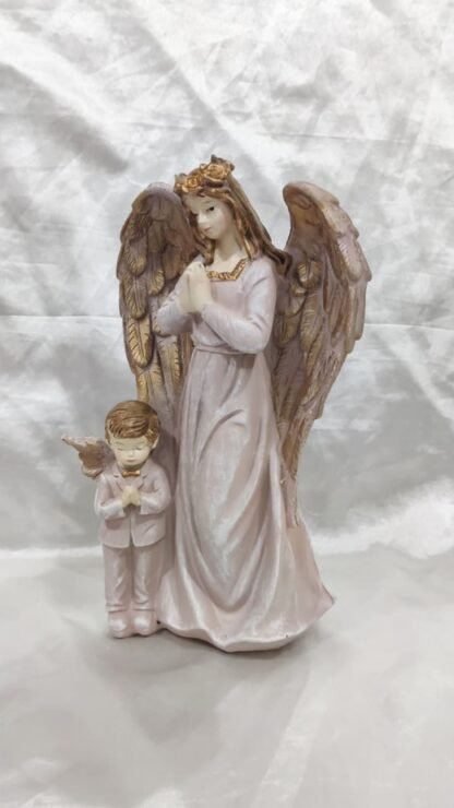 Guardian Angel Poly Marble Statue - 8 Inch - Image 2
