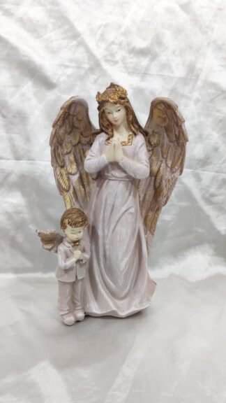 Guardian Angel Poly Marble Statue - 8 Inch