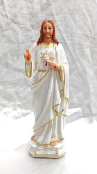 Poly Marble Sacred Heart Statue - 12 Inch