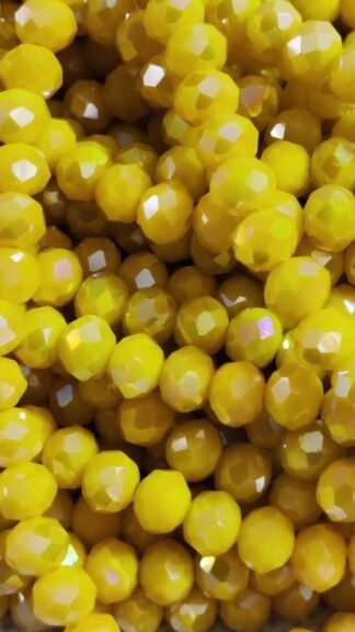Yellow Colored Crystal Beads One Line - 8 MM