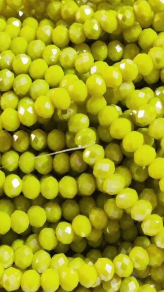 Yellow Colored Crystal Beads One Line - 8 MM