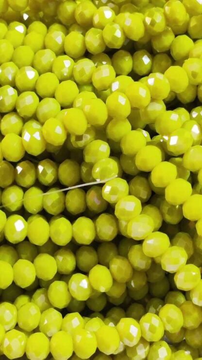 Yellow Colored Crystal Beads One Line - 8 MM