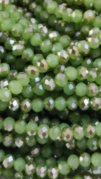 Green Colored Crystal Beads One Line - 8 MM