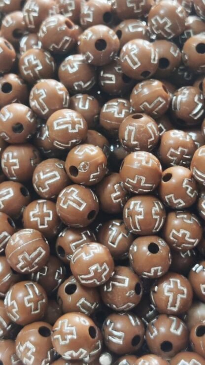 Brown Plastic Cross Beads - 8 MM