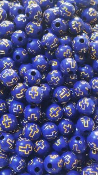 Blue Plastic Cross Beads - 8 MM