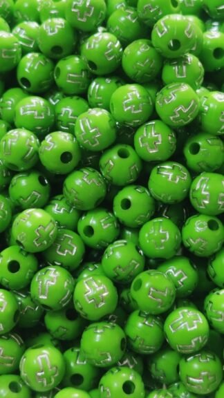 Green Plastic Cross Beads - 8 MM