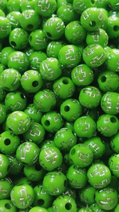 Green Plastic Cross Beads - 8 MM