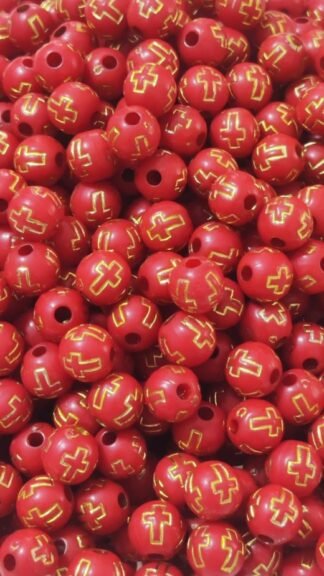 Red Plastic Cross Beads - 8 MM