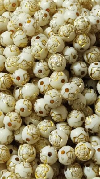 Cream Colored Flower Beads - 8 MM