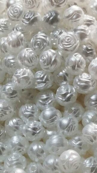 White Colored Flower Beads - 8 MM