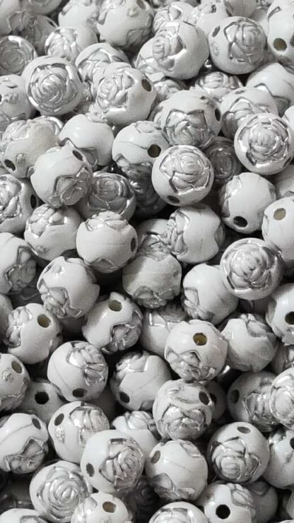 White Colored Flower Beads - 8 MM