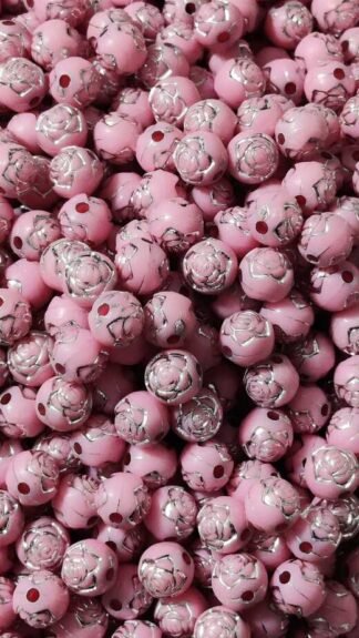 Pink Colored Flower Beads - 8 MM