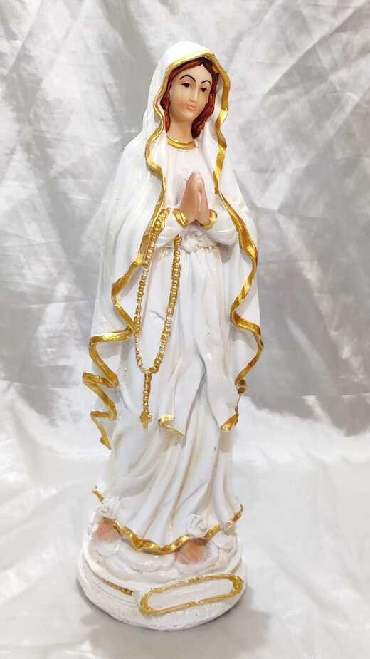 Poly Marble Our Lady Of Lourdes Statue - 12 Inch - Image 2