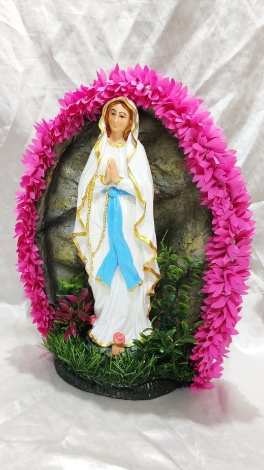 Poly Marble Our Lady Of Lourdes Statue - 13 Inch - Image 2