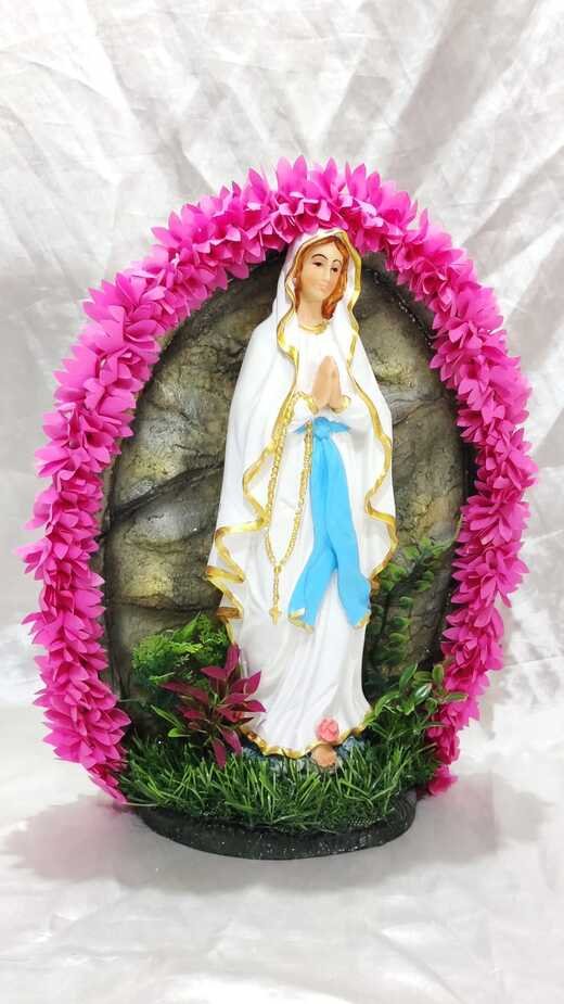 Poly Marble Our Lady Of Lourdes Statue - 13 Inch - Image 3