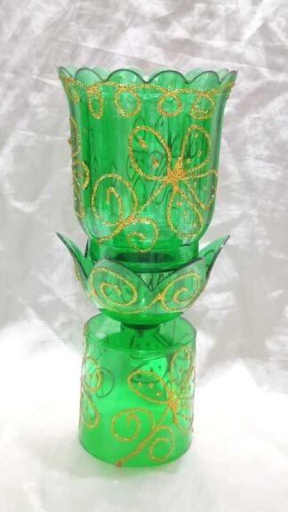 Green Fiber Candle Stand - 12 Inch