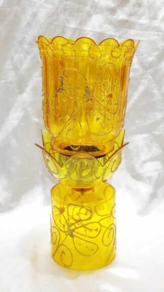 Yellow Fiber Candle Stand - 12 Inch