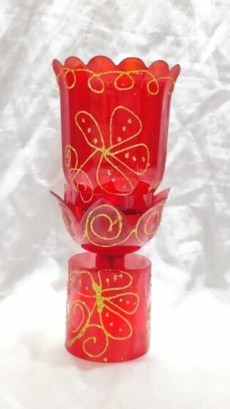 Red Fiber Candle Stand - 12 Inch