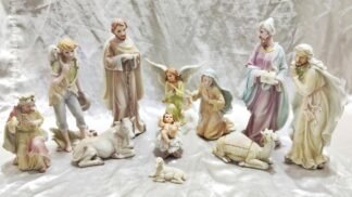 Italian Poly Marble Christmas Crib Display - 12 Inch