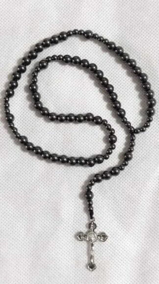 Black Stone Rosary With Small Beads - 8 MM
