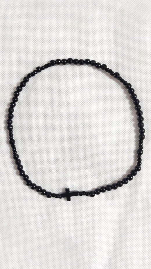 Black Stone Rosary With Small Beads - 8 MM - Image 2