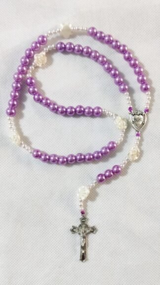 Pearl Rosary With Flower - 8 MM
