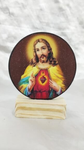 Sacred Heart Jesus Wooden Frame - 4 Inch