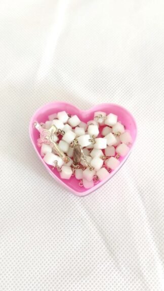 Heart Shape Pink Rosary Keepsake Box
