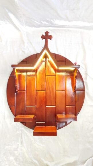 Mahagonny Wood Round shaped Altar Stand - 30*24 Inch