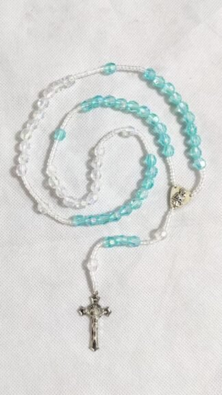 Crystal Plastic With Medal Rosary - 8 MM