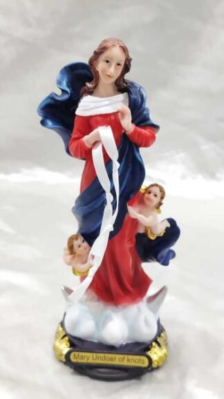 Mary, Untier of Knots Italian Poly Marble Sculpture - 8 Inch