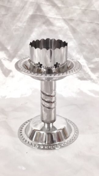 Silver Plated Steel Candle Stand - 6 Inch
