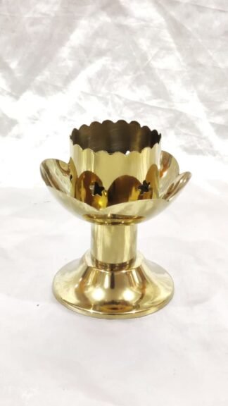 Gold Plated Brass Candle Stand - 4 Inch