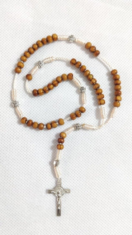 Olive Wooden With Medal Rosary - 6 MM