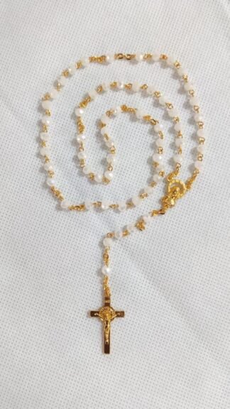 Opaque Golden Plated Rosary Chain Beads - 6 MM