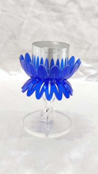 Blue Fiber Candle Stand - 5.5 Inch