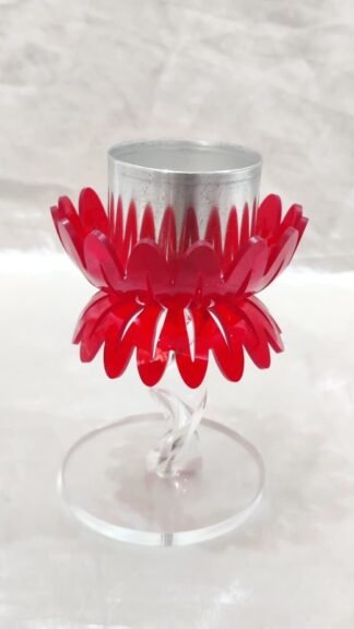 Red Fiber Candle Stand - 5.5 Inch