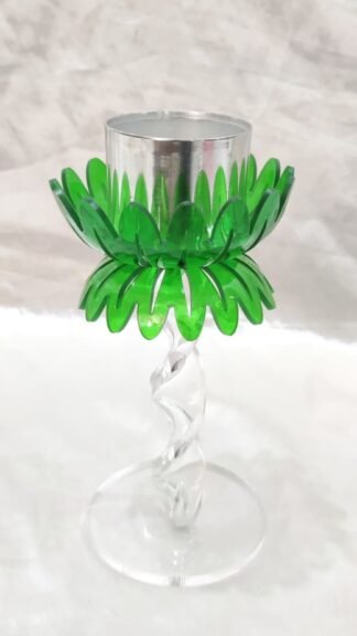 Green Fiber Candle Stand - 7.5 Inch