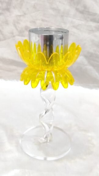 Yellow Fiber Candle Stand - 7.5 Inch