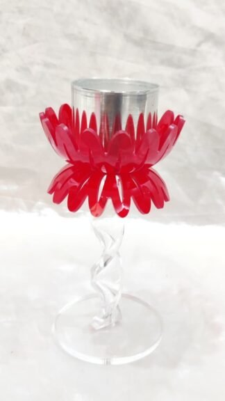 Red Fiber Candle Stand - 7.5 Inch