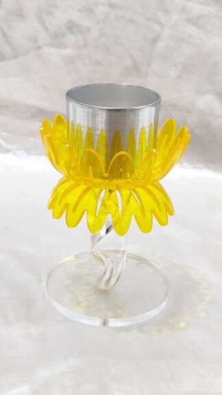 Yellow Fiber Candle Stand - 5.5 Inch