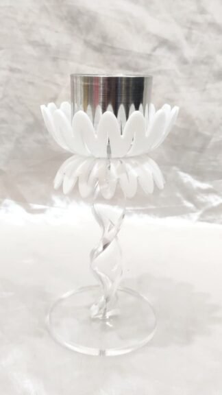 White Fiber Candle Stand - 7.5 Inch