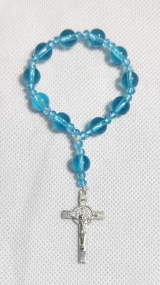 Blue Stone With Crystal Rosary - 8mm